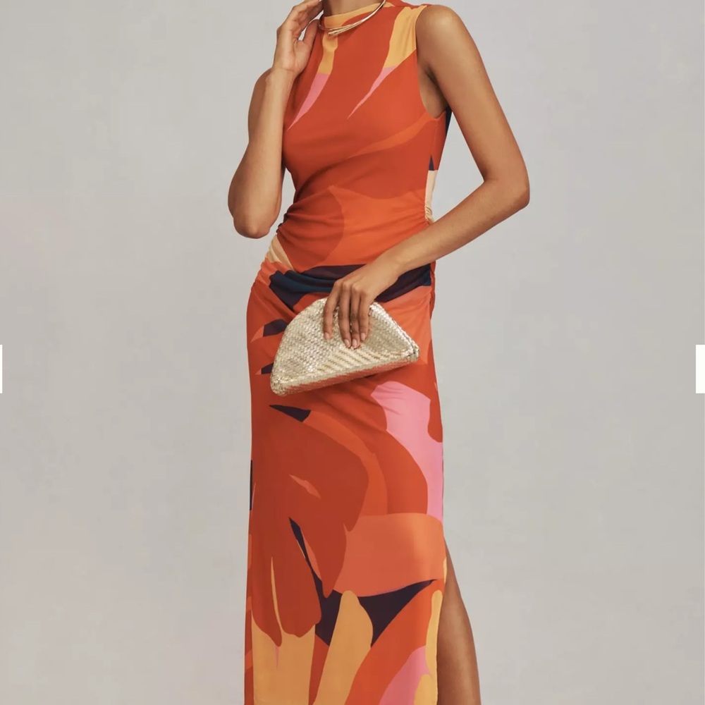 FARM Rio Sleeveless Rushed Mesh Midi Dress